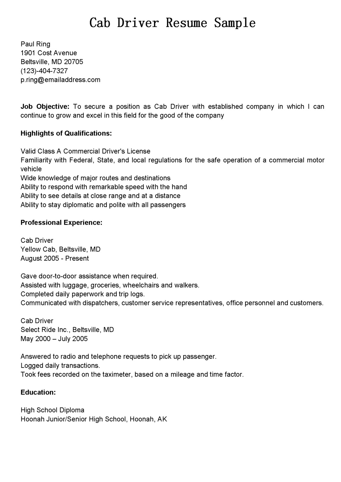 Cover letter courier